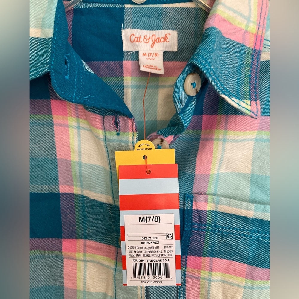 Cat & Jack | NWT Girls Plaid Button Down Long Sleeve Shirt - Picture 4 of 5